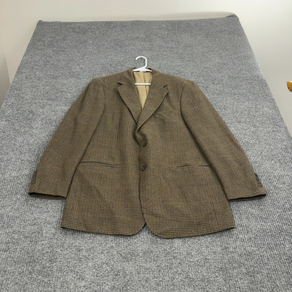 Vintage Bill Blass Blazer Mens 40 Brown Wool Houndstooth Sport Coat Academic